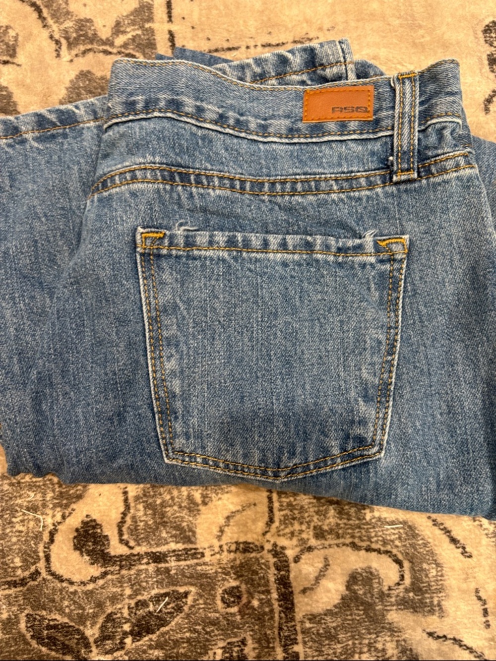 Y2K style RSQ Light Blue Denim Jeans/Yellow Contrast Stitching? Low rise flare - Picture 1 of 5